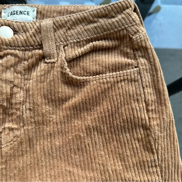 SOLD🤎L'AGENCE Oriana Corduroy High Rise Straight Leg Jean Pants in Tan - Size 25 - Picture 7 of 16